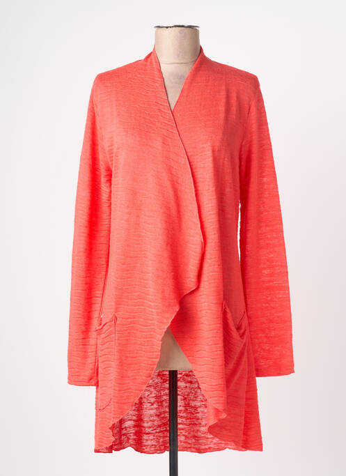 Gilet manches longues col v orange HALOGENE femme