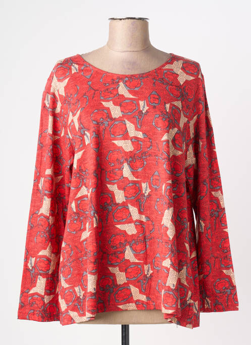 Blouse imprimé fantaisie manches longues rouge ORIENTIQUE NATURALLY femme