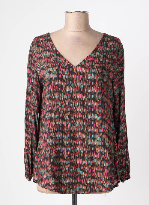 Blouse imprimé fantaisie manches courtes noir HALOGENE femme