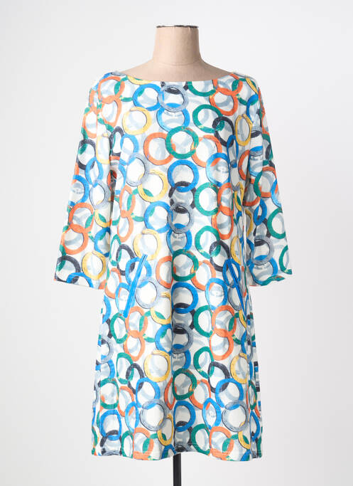 Robe mi-longue manches 3/4 manches 3/4 bleu VEGAS femme