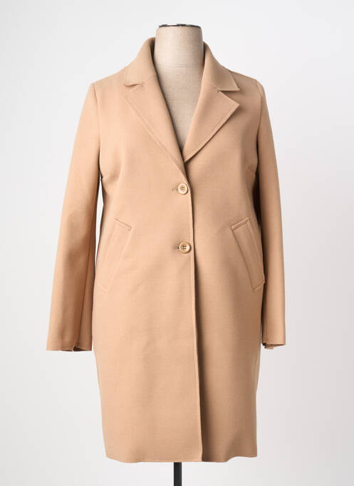 Manteau long coupe droite sans capuche beige ELEONORA AMADEI femme