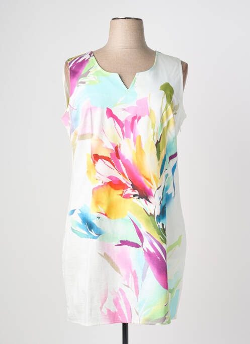 Robe mi-longue imprimé fantaisie sans manche blanc HALOGENE femme