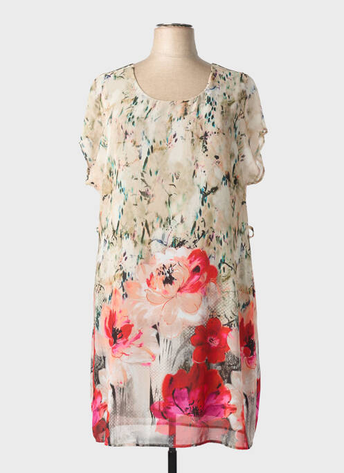 Robe mi-longue imprimé fantaisie manches courtes vert FRED SABATIER femme