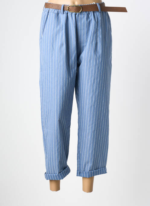 Pantalon 7/8 taille élastique bleu FASHION femme