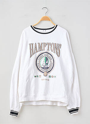 Sweat-shirt broderie manches longues blanc GARAGE femme