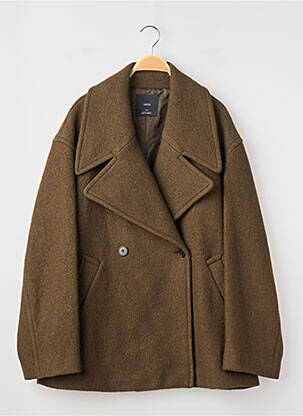 Manteau court coupe droite sans capuche vert MANGO femme