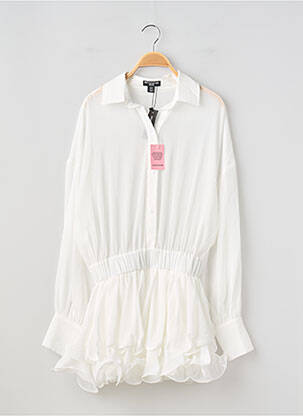 Combishort tissage crêpe manches longues blanc PRETTY LITTLE THING femme