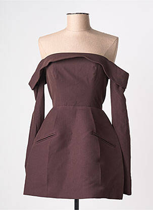 Robe courte fermeture zippée au dos manches longues marron OH POLLY femme
