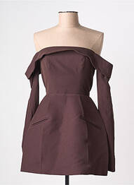 Robe courte fermeture zippée au dos manches longues marron OH POLLY femme