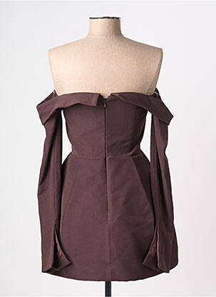 Robe courte fermeture zippée au dos manches longues marron OH POLLY femme