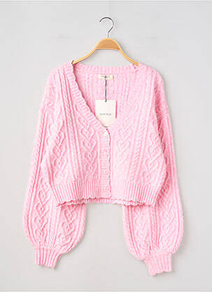 Gilet manches longues rose LOUNGE femme