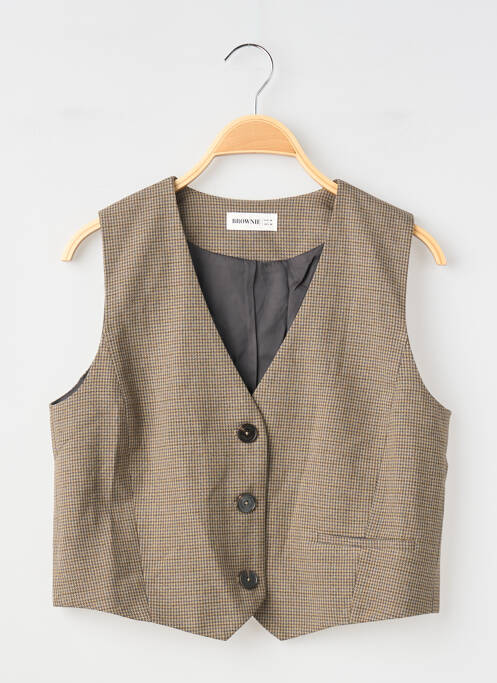 Gilet sans manche coupe cintrée marron BROWNIE femme
