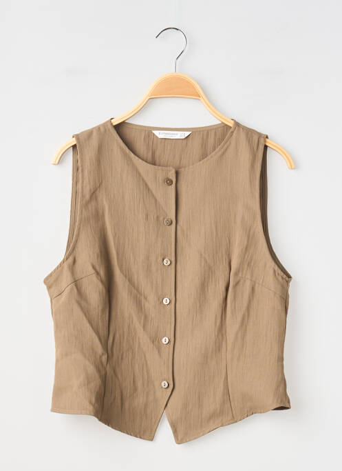 Gilet sans manche fermeture boutonnée sur le devant marron STRADIVARIUS femme
