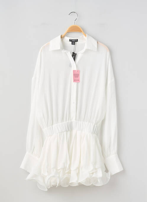 Combishort col chemisier manches longues blanc PRETTY LITTLE THING femme