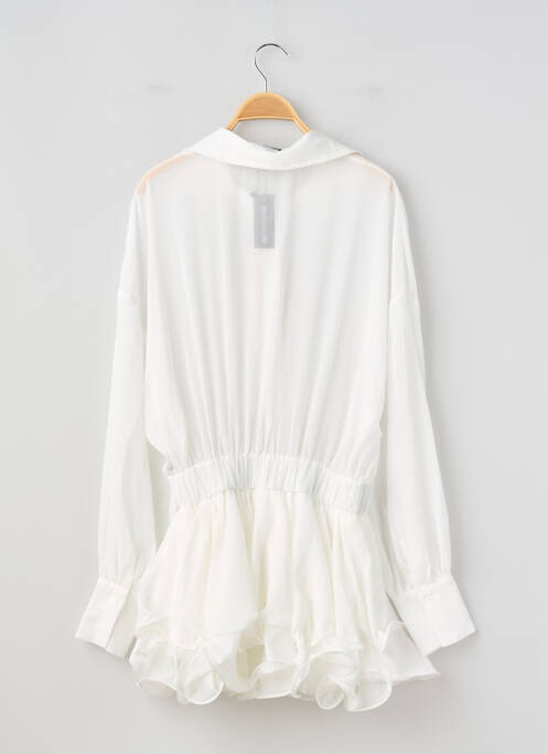 Combishort col chemisier manches longues blanc PRETTY LITTLE THING femme
