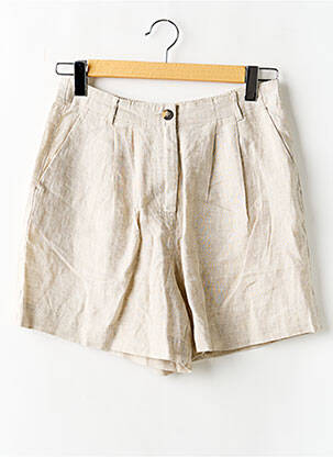Short fermeture zippée sous rabat boutonné beige CAMAIEU femme