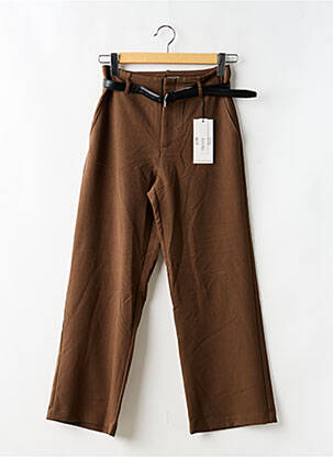 Pantalon droit fermeture zippée sous rabat boutonné marron STRADIVARIUS femme