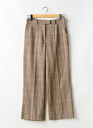 Pantalon droit fermeture zippée sous rabat avec crochet beige MOLLY BRACKEN femme