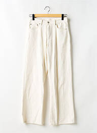 Pantalon droit fermeture zippée sous rabat boutonné beige GINA TRICOT femme