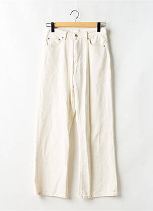 Pantalon droit fermeture zippée sous rabat boutonné beige GINA TRICOT femme