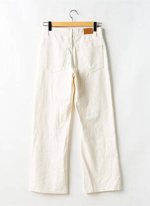 Pantalon droit fermeture zippée sous rabat boutonné beige GINA TRICOT femme