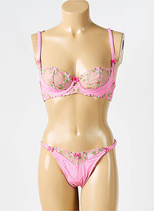 Ensemble lingerie bretelles élastiquées ajustables rose LOUNGE femme
