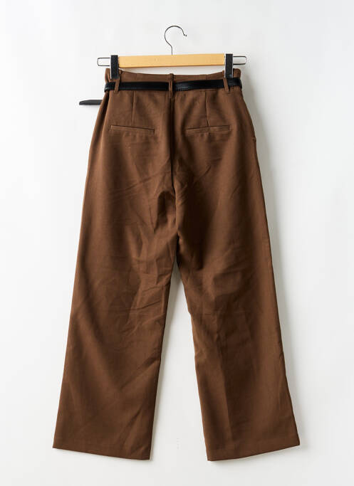 Pantalon droit fermeture zippée sous rabat boutonné marron STRADIVARIUS femme