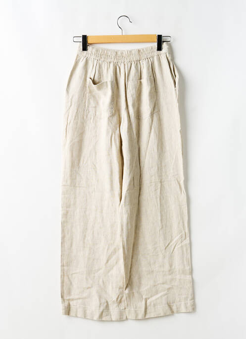 Pantalon droit fermeture zippée sous rabat boutonné beige CAMAIEU femme