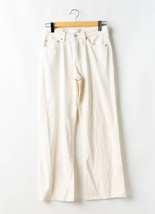 Pantalon droit fermeture zippée sous rabat boutonné blanc PERFECT MOMENT femme