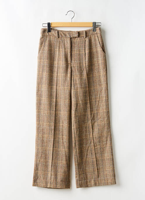 Pantalon droit fermeture zippée sous rabat avec crochet beige MOLLY BRACKEN femme