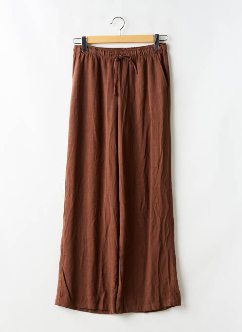 Pantalon droit taille élastique marron STRADIVARIUS femme
