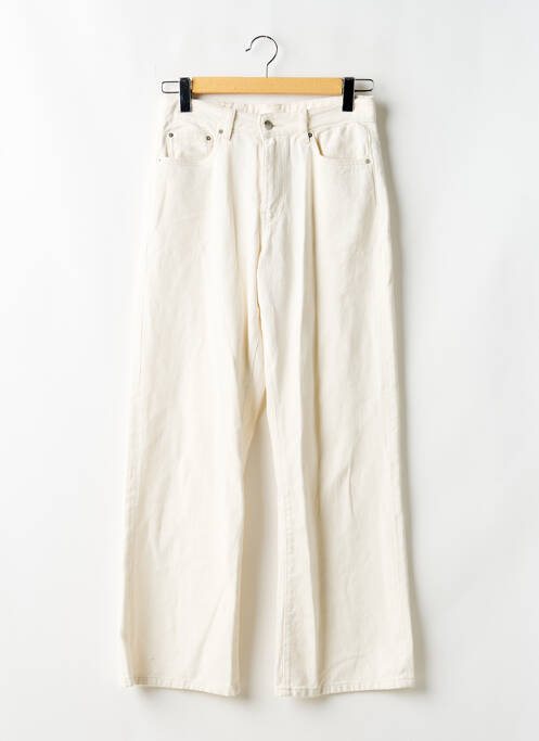 Pantalon droit fermeture zippée sous rabat boutonné beige GINA TRICOT femme