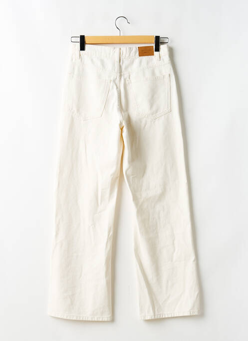 Pantalon droit fermeture zippée sous rabat boutonné beige GINA TRICOT femme