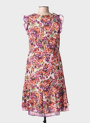 Robe mi-longue imprimé fantaisie manches courtes violet INITIATIVE femme