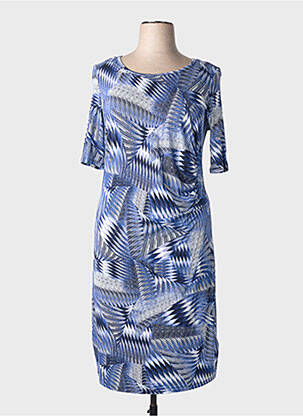 Robe mi-longue imprimé fantaisie manches courtes bleu CONCEPT K femme