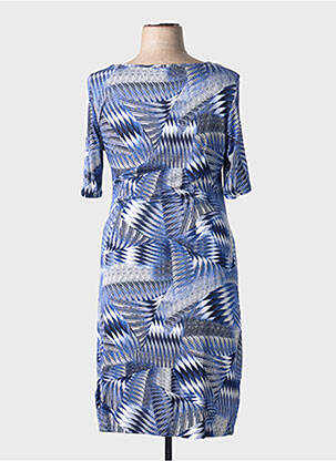 Robe mi-longue imprimé fantaisie manches courtes bleu CONCEPT K femme