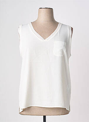 Top col v sans manche blanc CONCEPT K femme