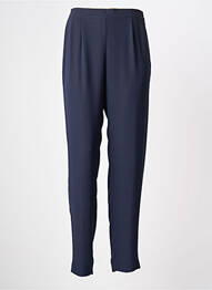 Pantalon droit tissage crêpe taille normale bleu PL COUTURE femme