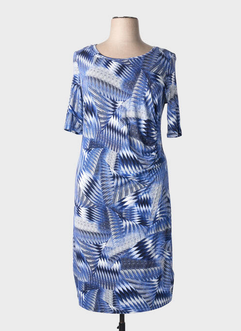 Robe mi-longue imprimé fantaisie manches courtes bleu CONCEPT K femme