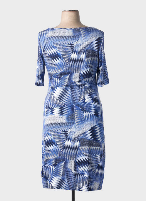 Robe mi-longue imprimé fantaisie manches courtes bleu CONCEPT K femme