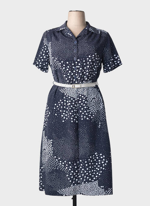 Robe mi-longue imprimé fantaisie manches courtes bleu GRIFFON femme