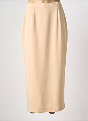 Jupe mi-longue coupe droite beige PL COUTURE femme
