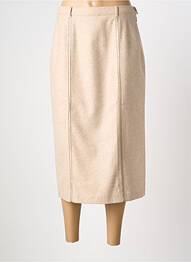 Jupe mi-longue fermeture zip latéral beige PAUSE CAFE femme