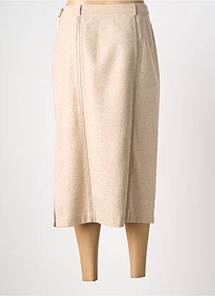Jupe mi-longue fermeture zip latéral beige PAUSE CAFE femme