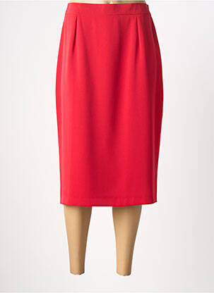 Jupe mi-longue coupe droite rouge PL COUTURE femme