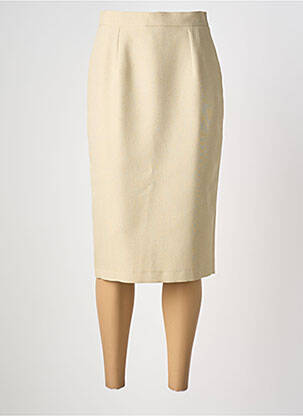 Jupe mi-longue coupe droite beige PL COUTURE femme