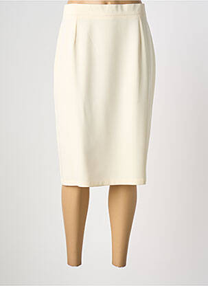 Jupe mi-longue coupe droite beige PL COUTURE femme