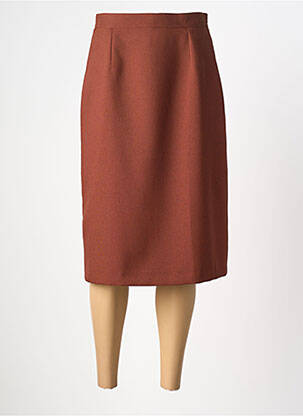 Jupe mi-longue coupe droite marron PL COUTURE femme