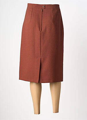 Jupe mi-longue coupe droite marron PL COUTURE femme