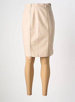 Jupe mi-longue fermeture zip latéral beige PAUSE CAFE femme